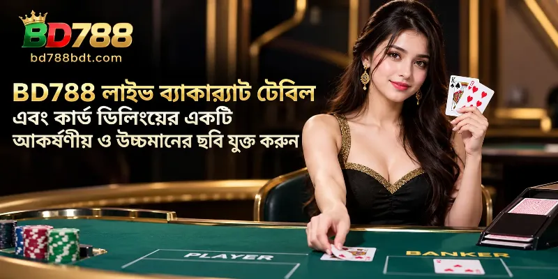 BD788 প্ল্যাটফর্মে অনলাইন ব্যাকার্যাট গেমের মূল নিয়ম, কার্ডের মান গণনা এবং প্রধান বেটিং অপশনসমূহ।